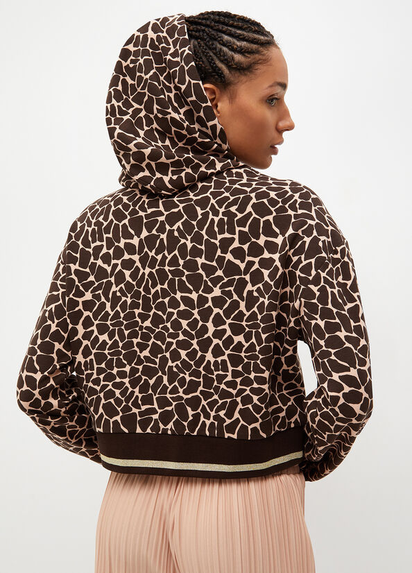 Sudaderas Liu Jo Animal-Print With Hood Mujer Marrones | QLW-198625