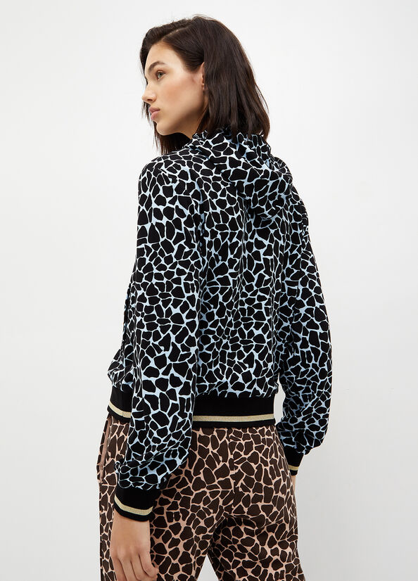 Sudaderas Liu Jo Animal-Print With Zip Mujer Azules | RWU-503261