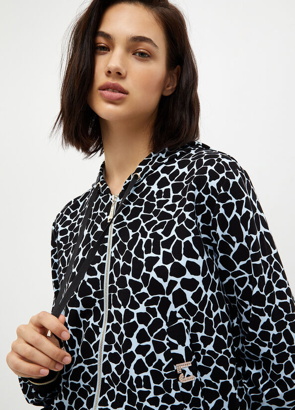 Sudaderas Liu Jo Animal-Print With Zip Mujer Azules | RWU-503261