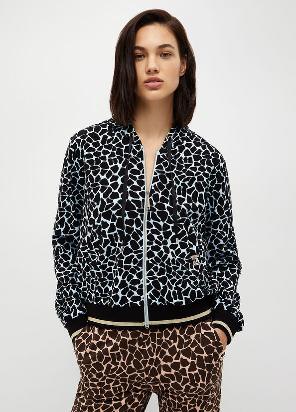 Sudaderas Liu Jo Animal-Print With Zip Mujer Azules | RWU-503261