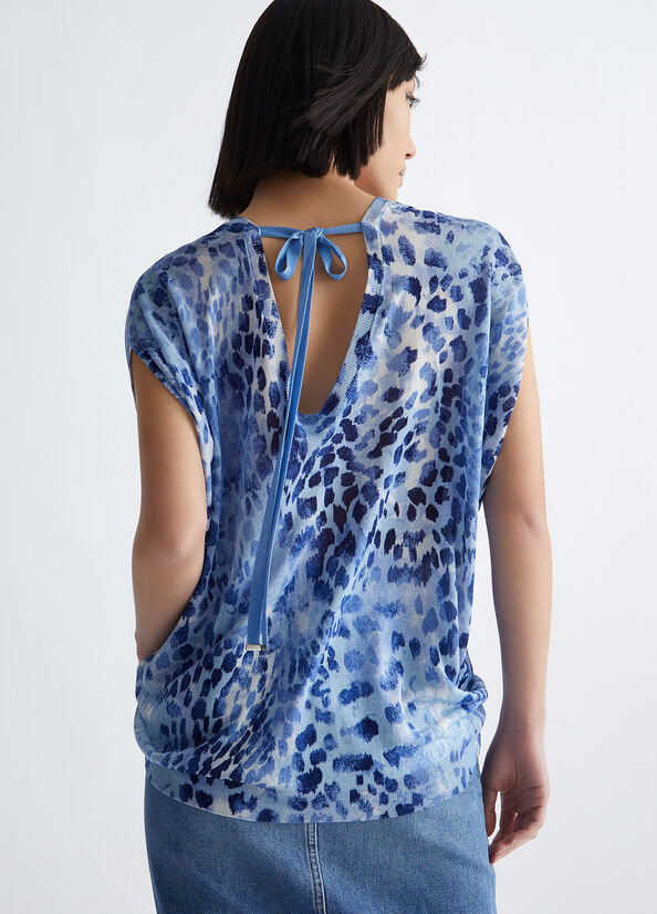 Suéteres Liu Jo Animal Print Mujer Azules Claro | MLW-049217