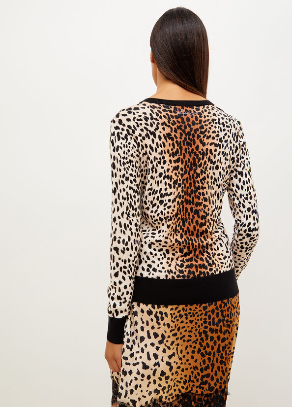 Suéteres Liu Jo Animal Print Mujer Negras | FNI-037126