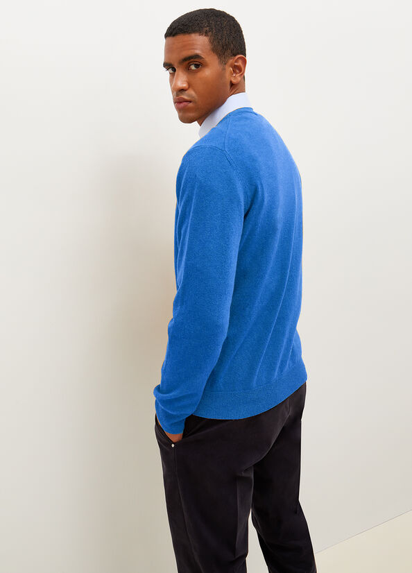 Suéteres Liu Jo Cashmere Pullover Hombre Azules | UAZ-936102