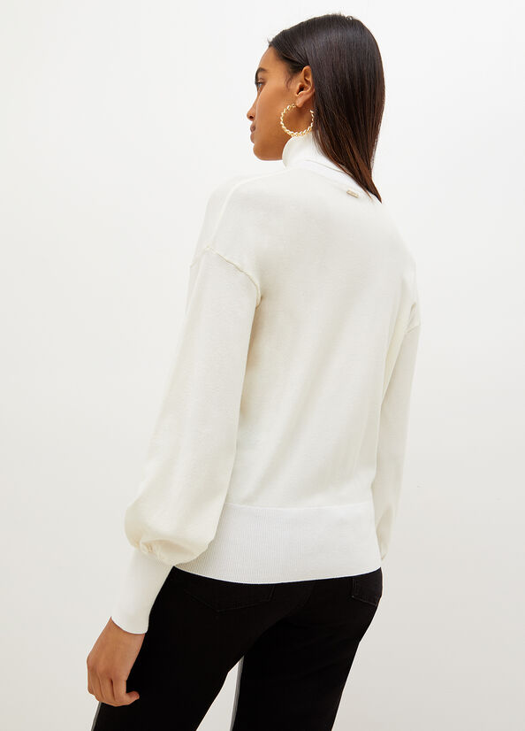 Suéteres Liu Jo Eco-Friendly Turtleneck With Chain Mujer Blancas | OPD-513862