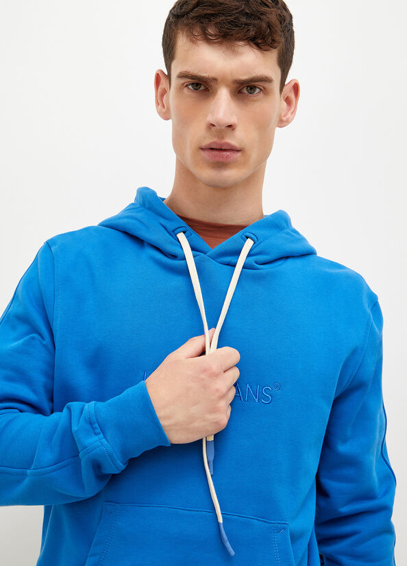 Suéteres Liu Jo Logo Hoodie Hombre Azul Real Azules | QOB-679043