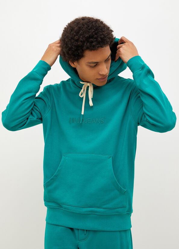 Suéteres Liu Jo Logo Hoodie Hombre Verde | WHK-479518