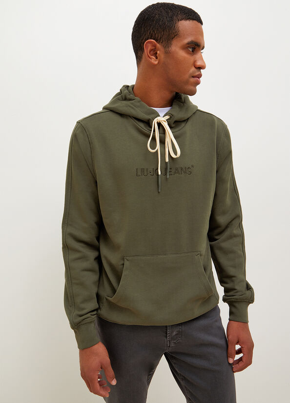 Suéteres Liu Jo Logo Hoodie Hombre Verde | WHT-417630