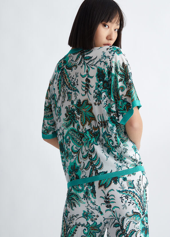 Suéteres Liu Jo Paisley Print Mujer Turquesa Claro | QJI-017238