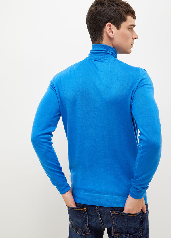 Suéteres Liu Jo Pure Turtleneck Hombre Azul Real Azules | AOL-069241