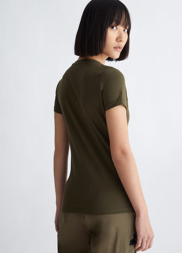 Tops Liu Jo Algodon With Logo Mujer Verde Oliva | LRB-046397