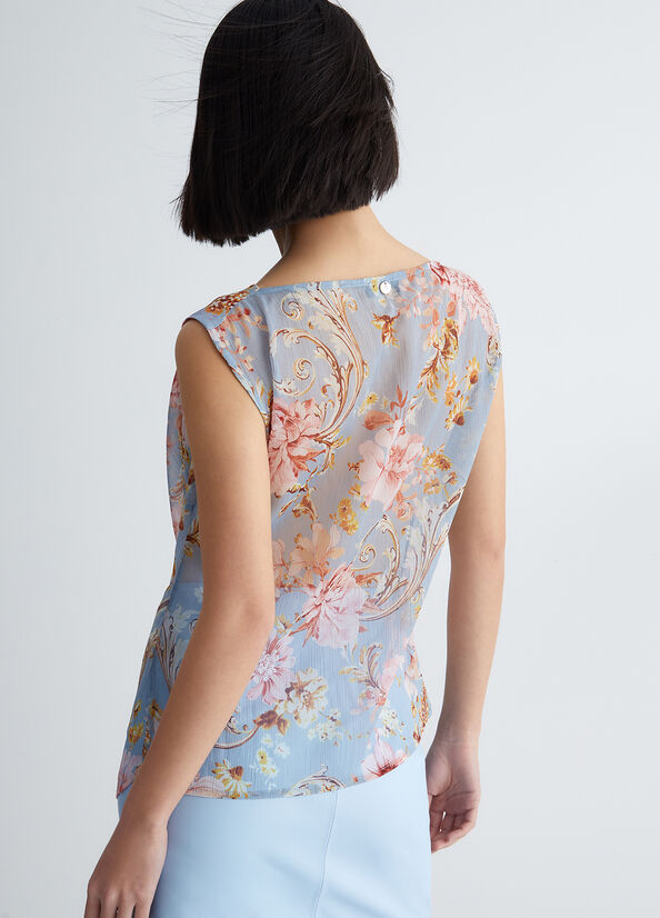 Tops Liu Jo Eco-Friendly Floral Mujer Azules | BZM-021795