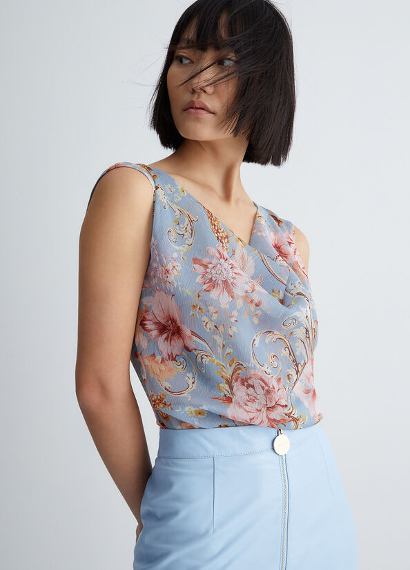 Tops Liu Jo Eco-Friendly Floral Mujer Azules | BZM-021795