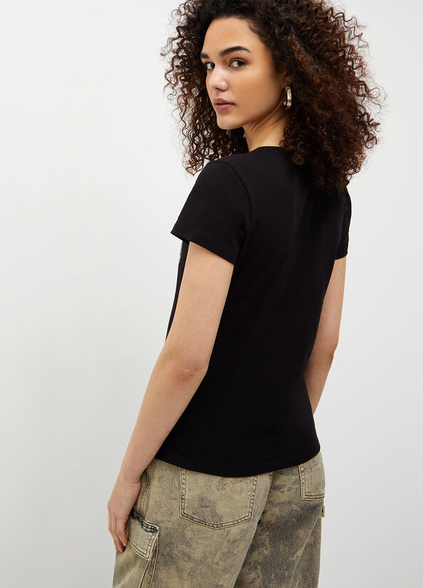 Tops Liu Jo Eco-Friendly With Logo Mujer Negras | MAT-362485