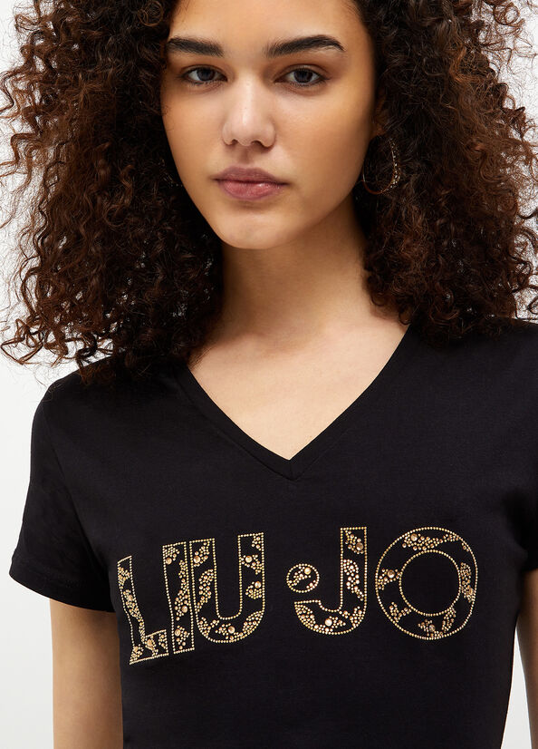 Tops Liu Jo Eco-Friendly With Logo Mujer Negras | MAT-362485