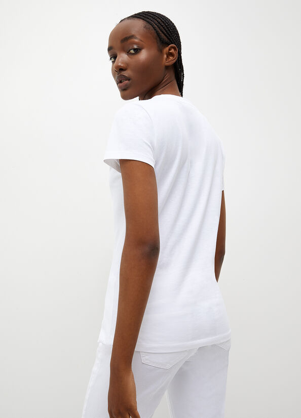 Tops Liu Jo Eco-Friendly With Logo Mujer Blancas | QSH-971548