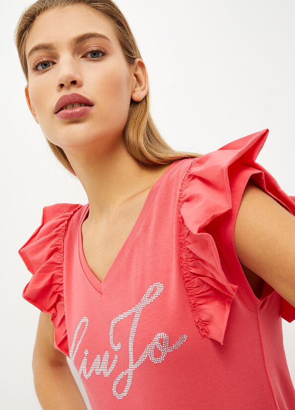 Tops Liu Jo Eco-Friendly With Logo Mujer Rojas | TGL-947328