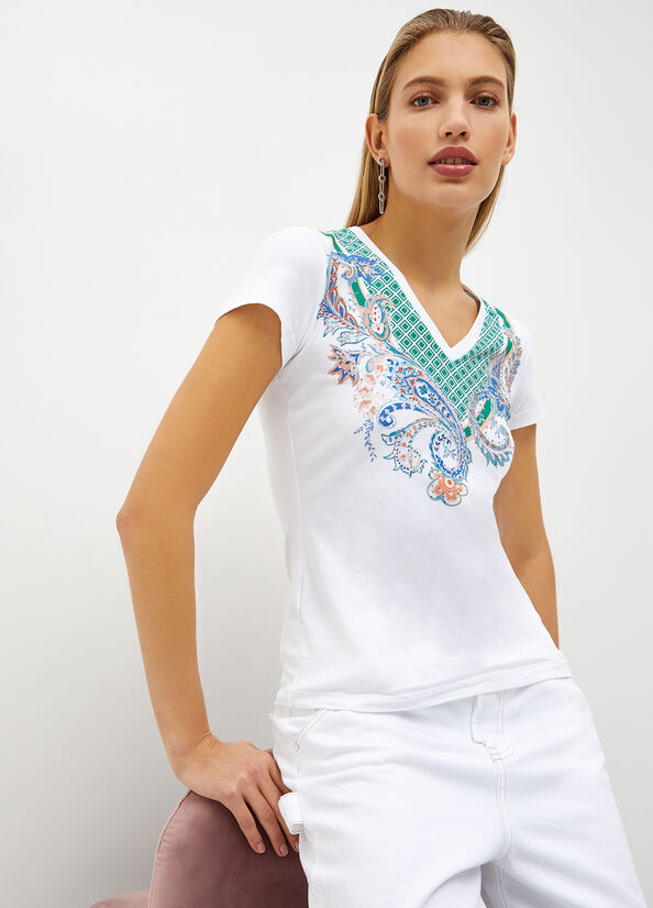 Tops Liu Jo With Paisley Print Mujer Blancas | DNB-603917