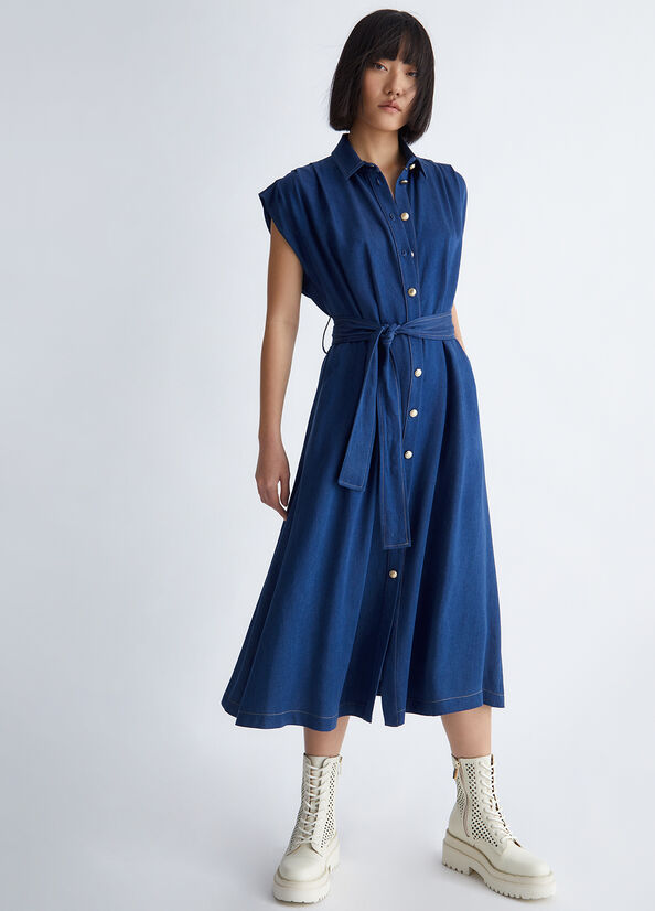 Vestido Liu Jo Denim Mujer Azules Oscuro | KEL-542186