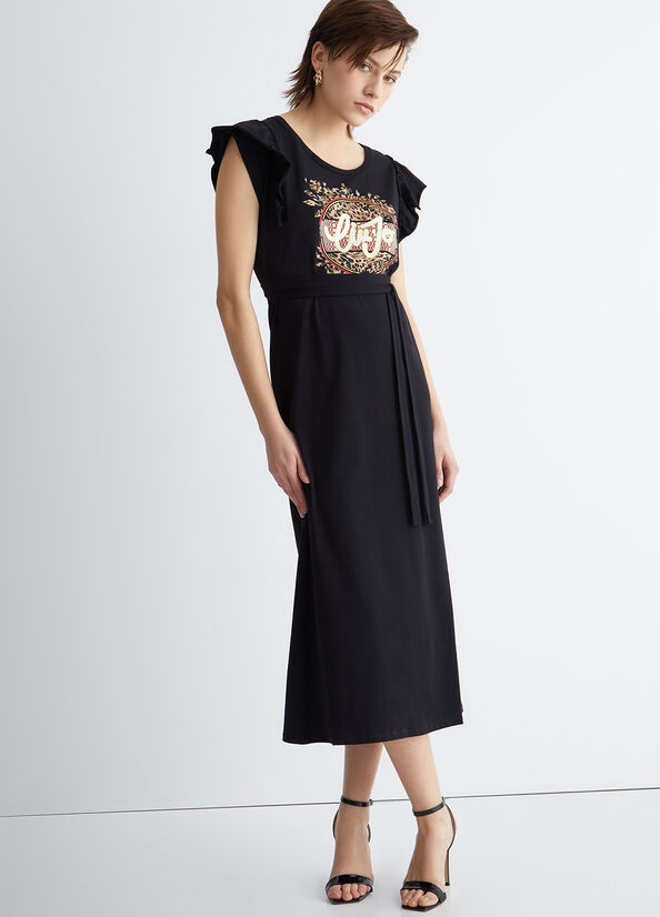 Vestido Liu Jo Eco-Friendly With Logo Mujer Negras | SBK-590613