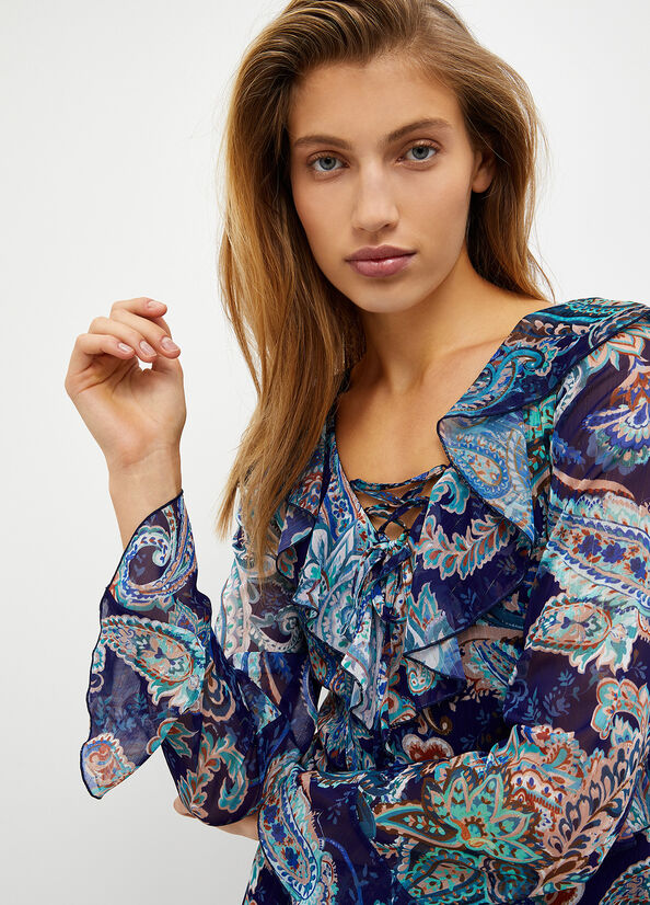 Vestido Liu Jo Paisley-Print Mujer Turquesa | UKY-410982