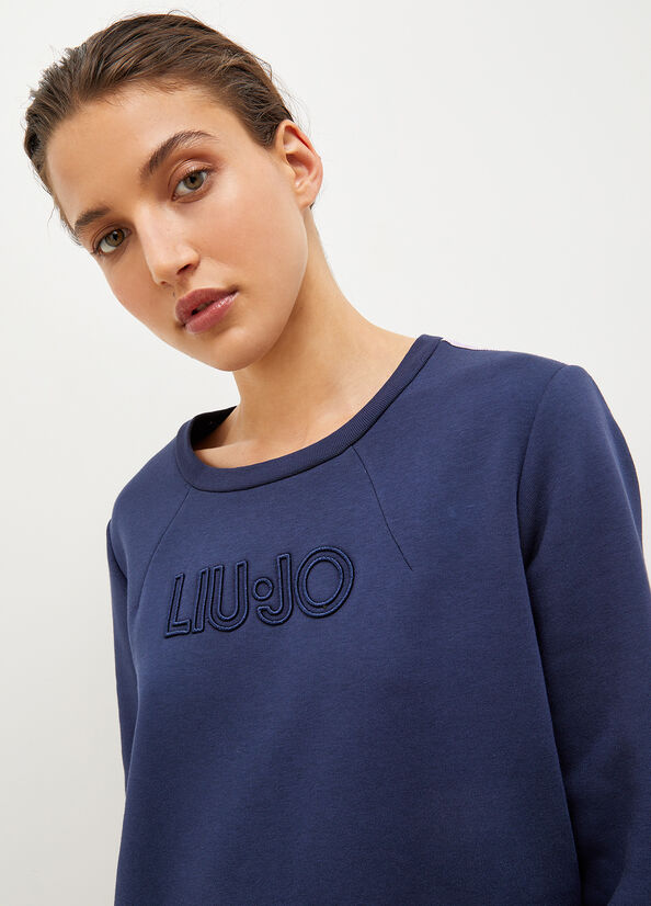 Vestido Liu Jo Plush With Logo Mujer Azules | QDW-185926