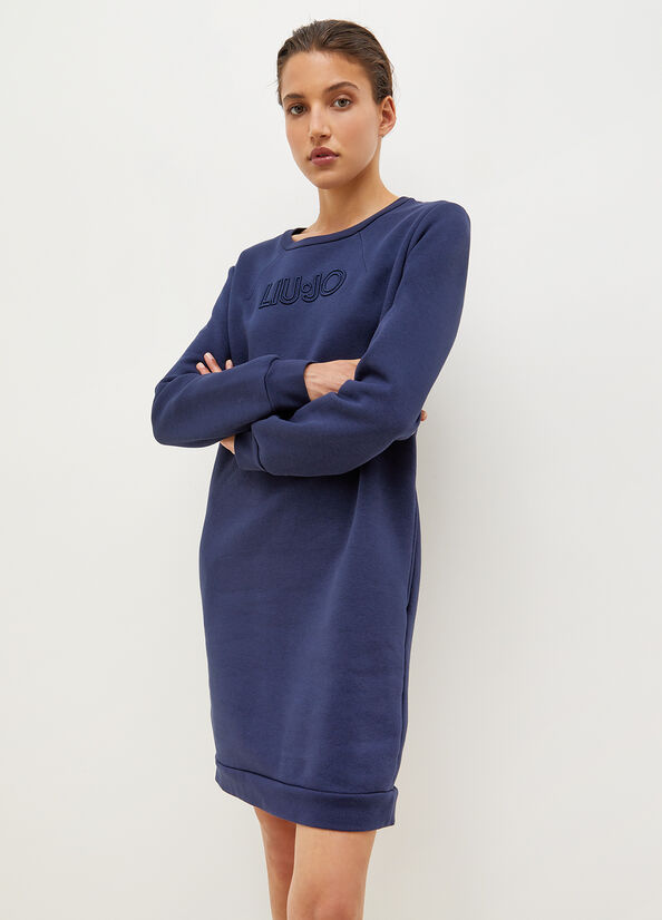 Vestido Liu Jo Plush With Logo Mujer Azules | QDW-185926