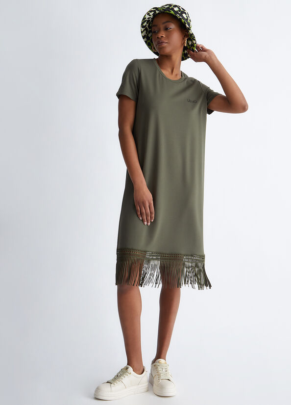 Vestido Liu Jo With Fringes Mujer Verde Oliva | SRV-493708