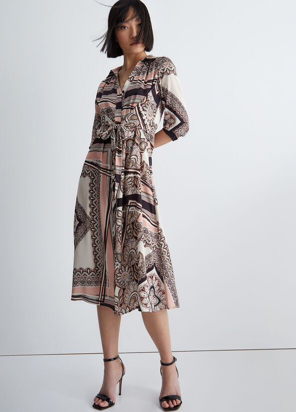 Vestido Liu Jo With Scarf Print Mujer Gris | EOL-264910