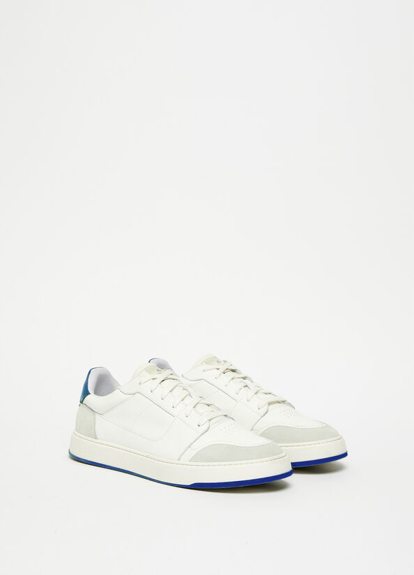 Zapatillas Liu Jo Cuero Hombre Blancas Azules | FSC-738405