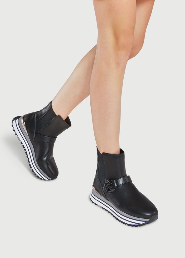 Zapatillas Liu Jo Cuero Mujer Negras | OIM-057319