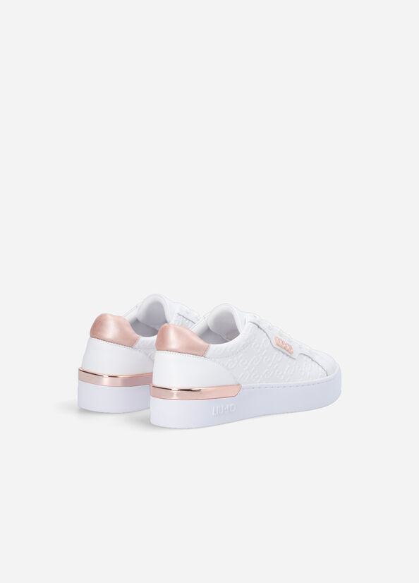 Zapatillas Liu Jo Monogram Cuero Mujer Blancas | OAU-865914