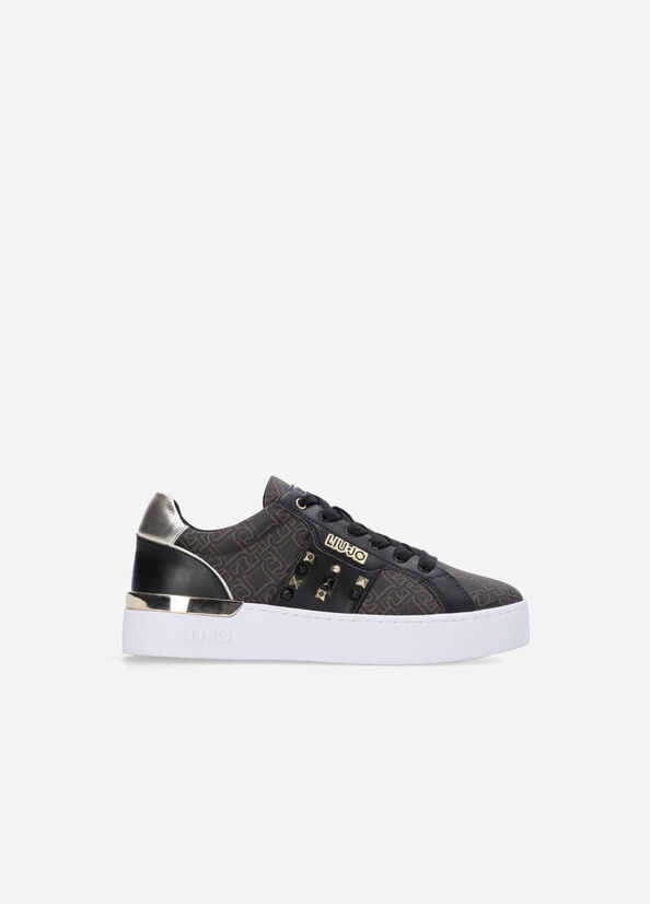 Zapatillas Liu Jo Monogram With Studs Mujer Marrones | LPE-453679