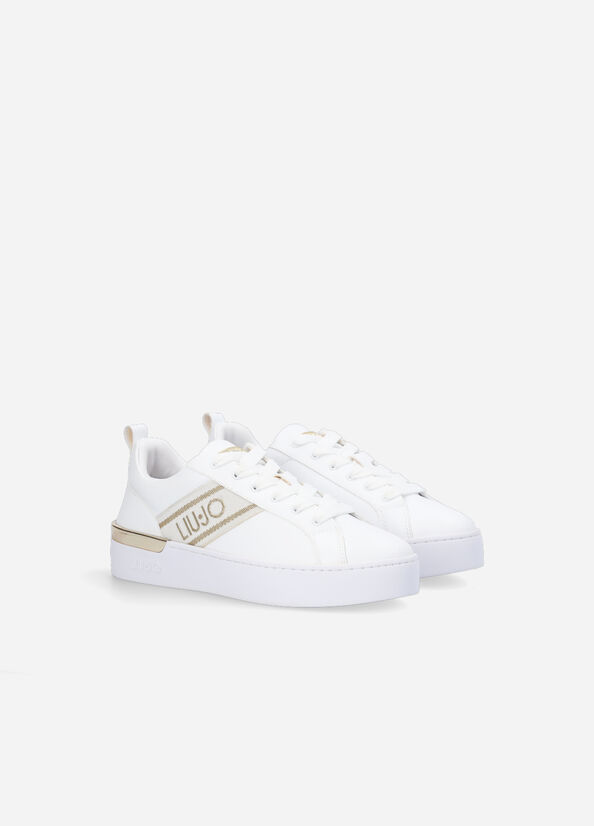 Zapatillas Liu Jo With Jacquard Logo Mujer Blancas | FKE-349152