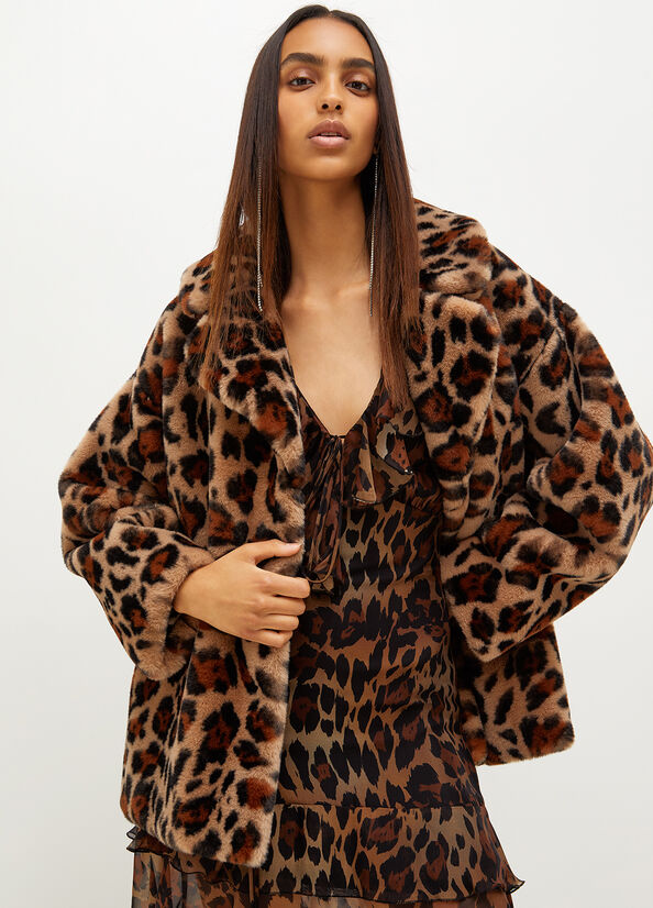 Abrigos Liu Jo Animal Print In Sintetico Fur Mujer Marrones | JVT-314572