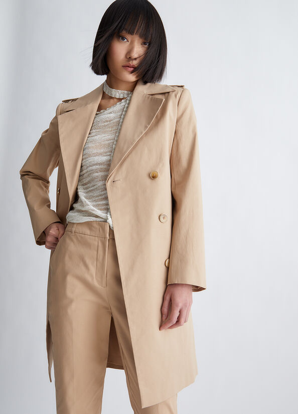 Abrigos Liu Jo Eco-Friendly Trench Mujer Beige | FNR-682054