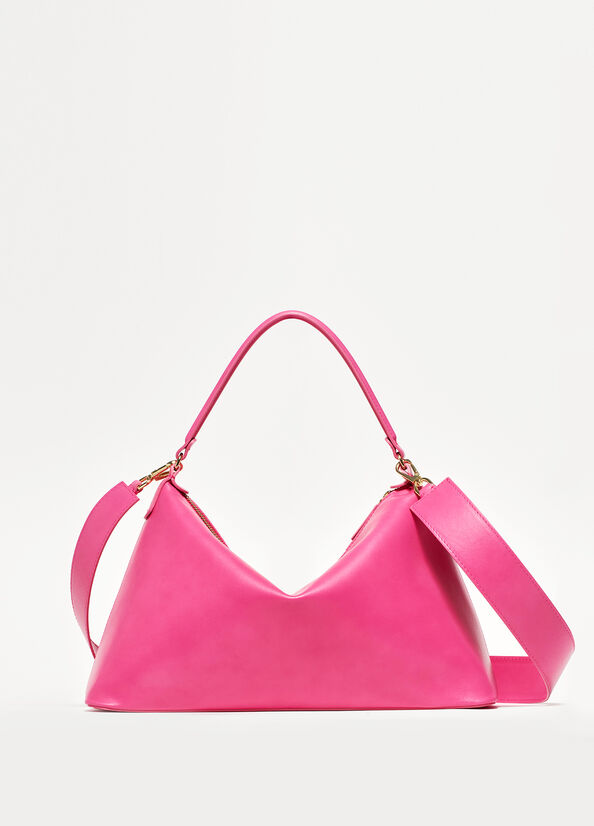 Bolsos Cruzados Liu Jo Genuine Cuero Large Hobo Mujer Fucsia | EHC-084675