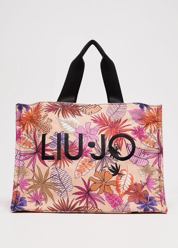 Bolsos Shopper Liu Jo Floral Lona Mujer Multicolor | EWY-608354