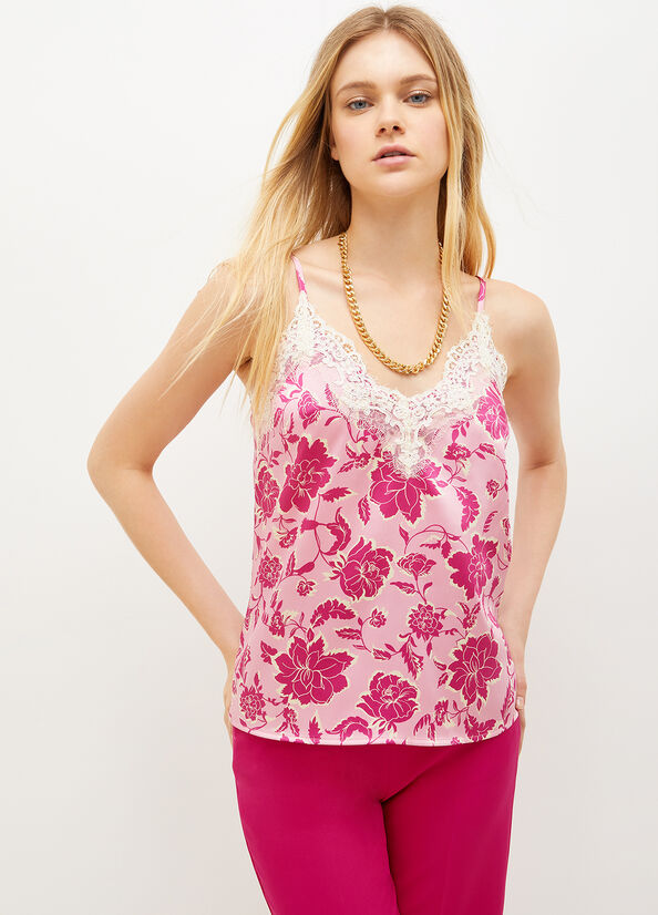 Camiseta Liu Jo Eco-Friendly Mujer Rosas | EKT-460138