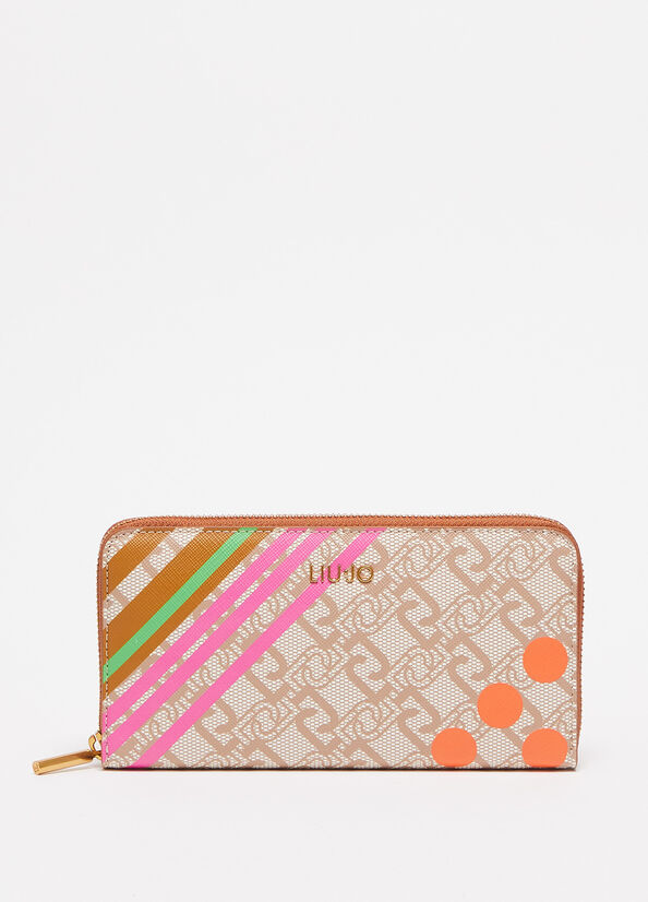 Carteras Liu Jo Eco-Friendly With Print Mujer Beige | HVG-843759