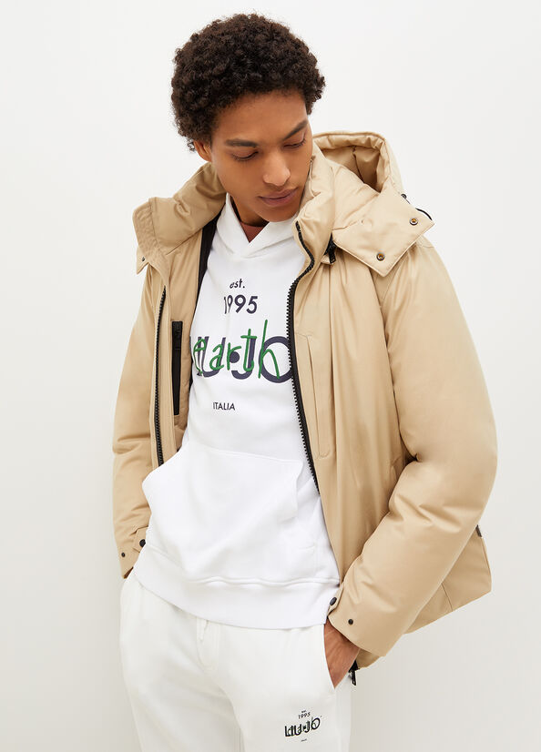 Chaquetas Liu Jo Acolchado With Hood Hombre Beige | OWU-483702