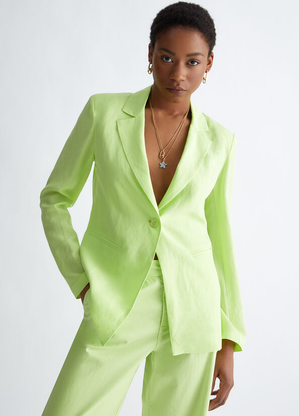 Chaquetas Liu Jo Linen Blend Blazer Mujer Verde | UAZ-107659