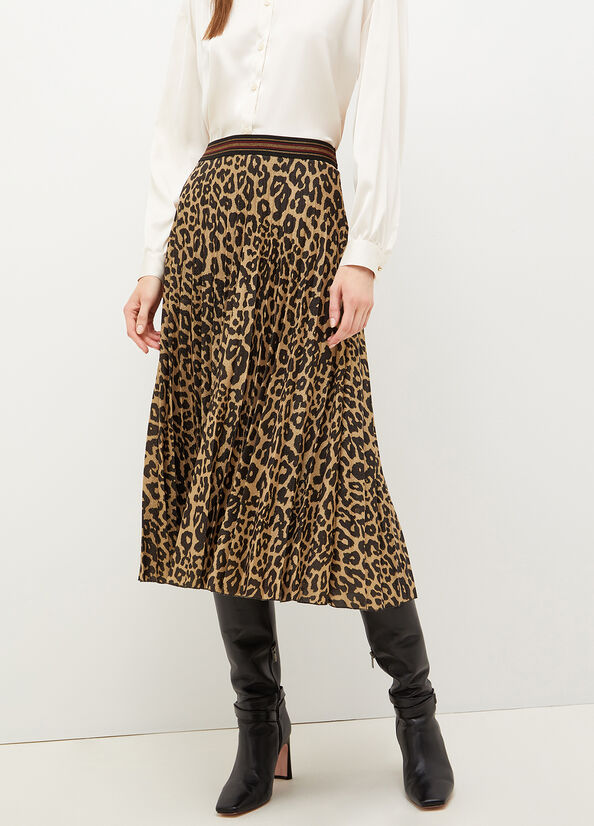 Falda Liu Jo Animal Print Plisado Mujer Marrones | FIC-164539