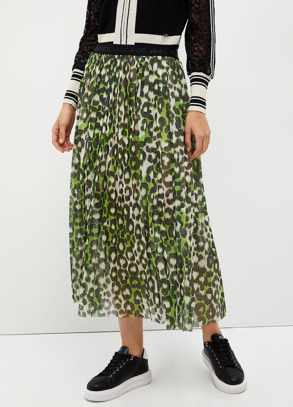 Falda Liu Jo Animal Print Plisado Mujer Verde | IDQ-851907