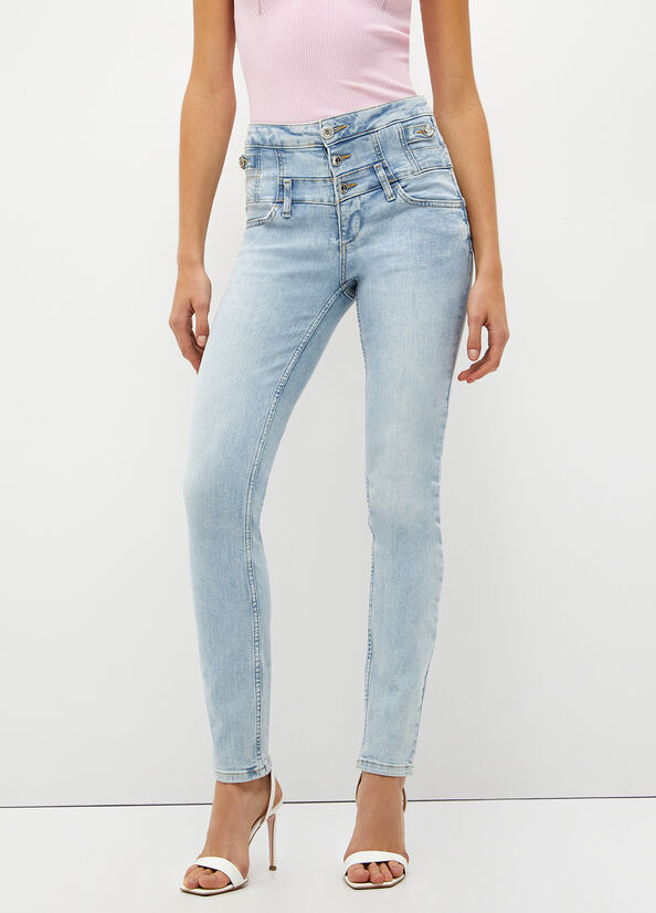 Jeans Skinny Liu Jo Bottom Up Mujer Azules Claro | XEO-490871