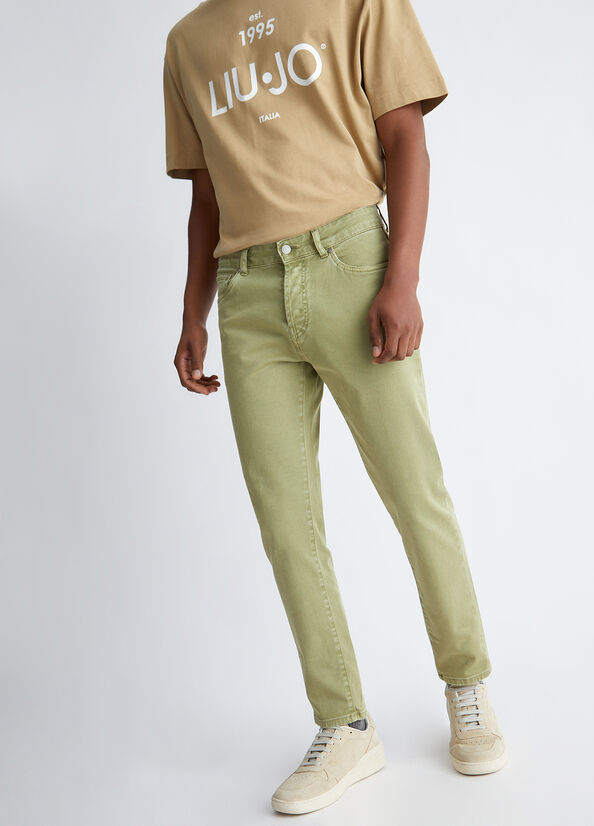 Jeans Skinny Liu Jo Tapered Fit Hombre Verde Oliva | XFL-401795