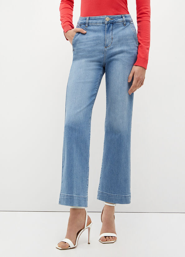 Jeans Straight Liu Jo With Foulard Mujer Azules | MHD-209461