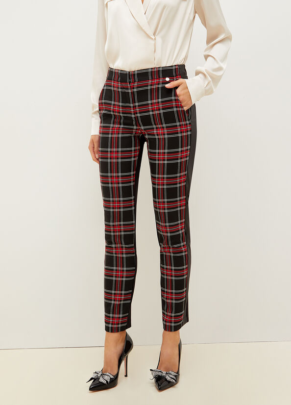 Pantalones Liu Jo Slim Fit Tartan Mujer Negras Rojas | UQY-526810