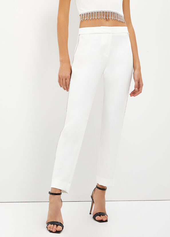 Pantalones Liu Jo Stylish With Gemstones Mujer Blancas | CLR-769312