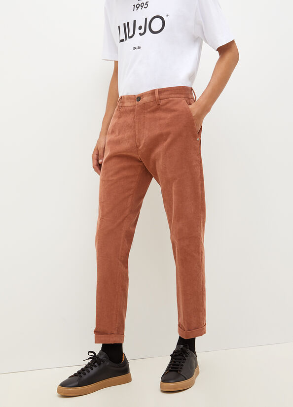 Pantalones Liu Jo Velvet Chinos Hombre Marrones | JQY-268401