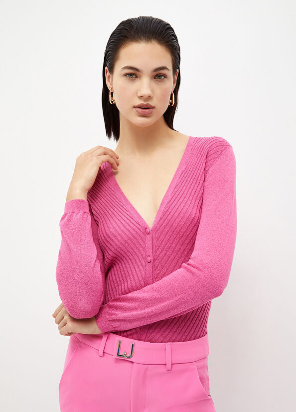 Suéteres Liu Jo Eco-Friendly Cardigan Mujer Fucsia | GBH-147358